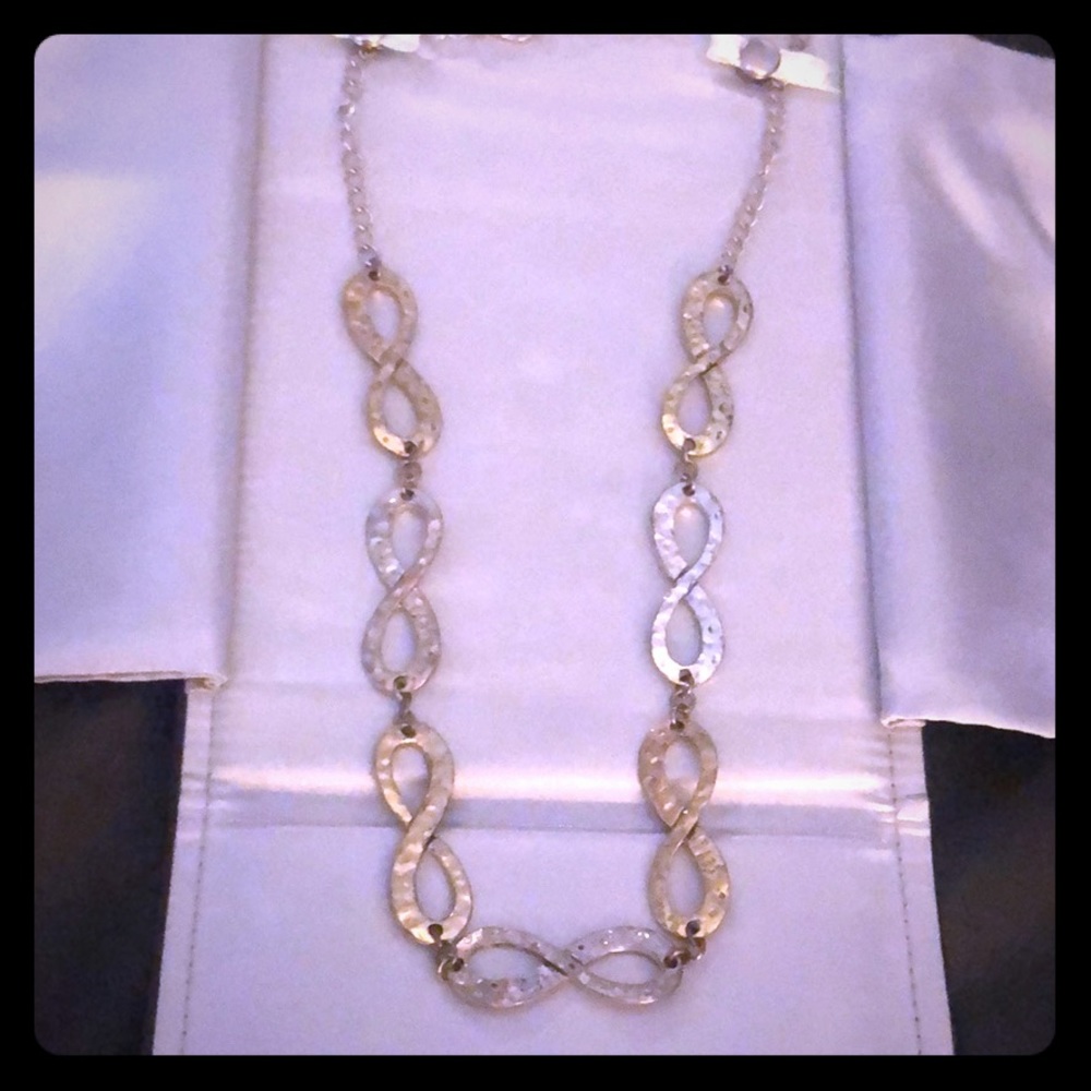 Infinity Hammered Gold & Silver Necklace